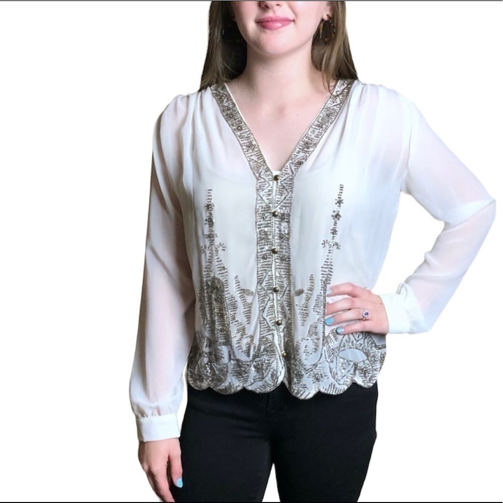 Anthropology/Tracy Reese, swingy beaded top, NWT